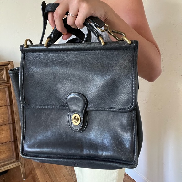 Vintage Coach Black Leather Saddlebag - Picture 9 of 10